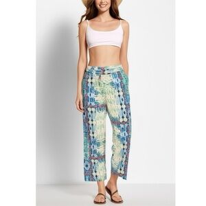 Hester & Orchard Women's Size S Pants Coastal Blue Wide Leg Ankle Crop Boho